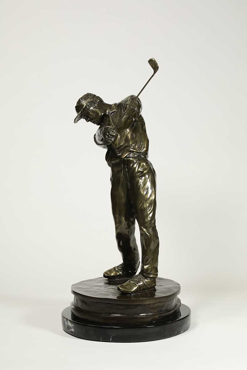 "On In Two" for the Golfer, a bronze golf sculpture by noted Sculptor-Artist Laran Ghiglieri. A very nice limited edition golf sculpture "On In Two". Available now on SculptureCollector.com, the premier platform for purchasing or reselling creative sculptures securely and privately.