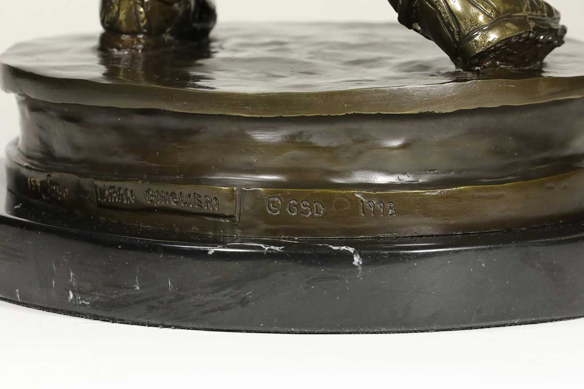 "On In Two" for the Golfer, a bronze golf sculpture by noted Sculptor-Artist Laran Ghiglieri. A very nice limited edition golf sculpture "On In Two". Available now on SculptureCollector.com, the premier platform for purchasing or reselling creative sculptures securely and privately.