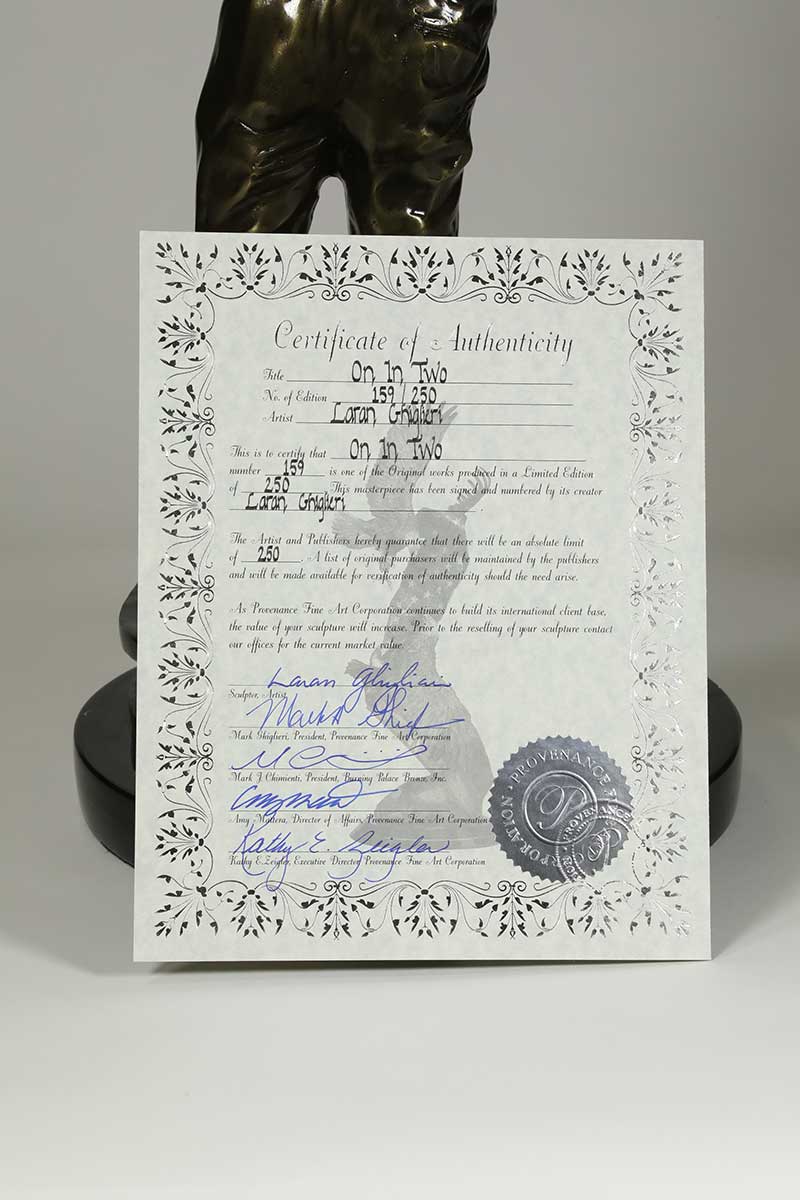 "On In Two" for the Golfer, a bronze golf sculpture by noted Sculptor-Artist Laran Ghiglieri. A very nice limited edition golf sculpture "On In Two". Available now on SculptureCollector.com, the premier platform for purchasing or reselling creative sculptures securely and privately.