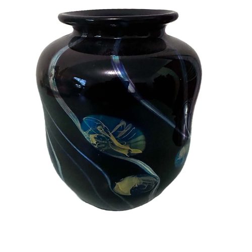 A nice Iridescent Glass Vase Sculpture by artist Nick Delmatto, signed by the artist in 1979. Great condition, a beautiful piece, would be a welcome addition to most any area. Available now on SculptureCollector.com, the premier platform for purchasing or reselling creative sculptures securely and privately.