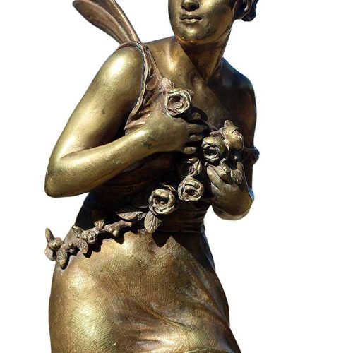 A rarely available antique bronze sculpture that is recognized and collected worldwide. This bronze antique sculpture titled "Reine des Abeilles (Queen of the Bees)" a sculpture by the noted French sculptor-artist "Eutrope Bouret". Available now on SculptureCollector.com, the premier platform for purchasing or reselling creative sculptures securely and privately.