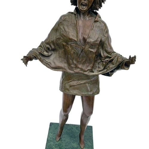 A unique one of bronze sculpture of Tina Turner. This sculpture simply titled "Tina Turner" is a meaningful capture of Tina's powerful energy and vocal delivery for sure! Created by the noted and collected sculptor-artist "Carol Brody". Available now on SculptureCollector.com, the premier platform for purchasing or reselling creative sculptures securely and privately.