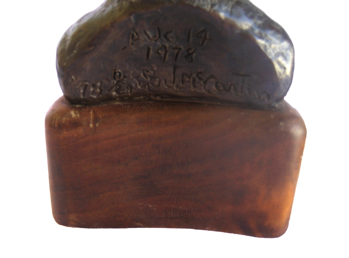 Limited edition bronze bust from Aug 14, 1978 titled "Scout" (ttb). Well defined facial features, a meaningful sculpture by the noted sculptor-artist "Jim McCartin". Available now on SculptureCollector.com, the premier platform for purchasing or reselling creative sculptures securely and privately.