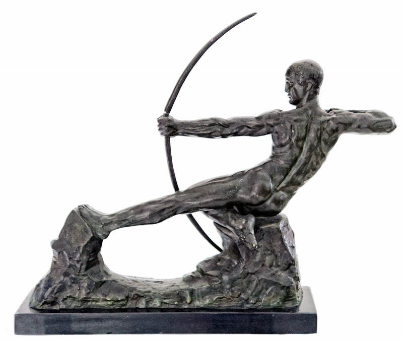 victor-demanet-male-nude-archer-bronze-sculpture