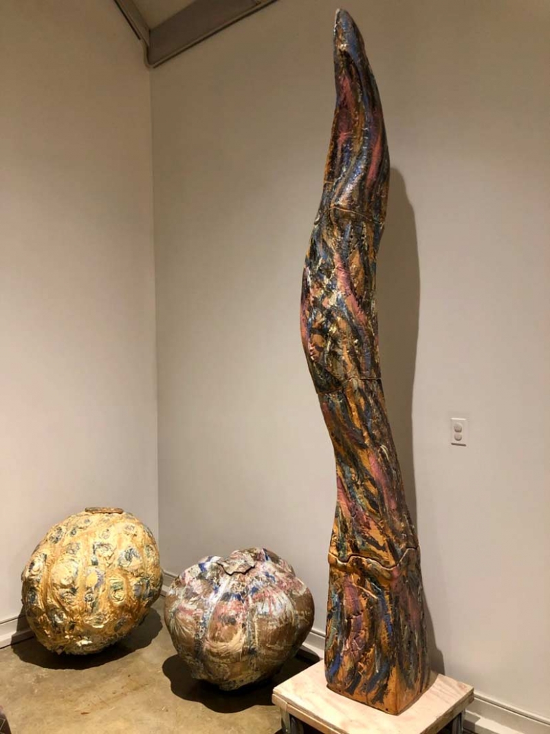A Ceramic Stone Sculpture titled Flame column created by Carol Fleming
