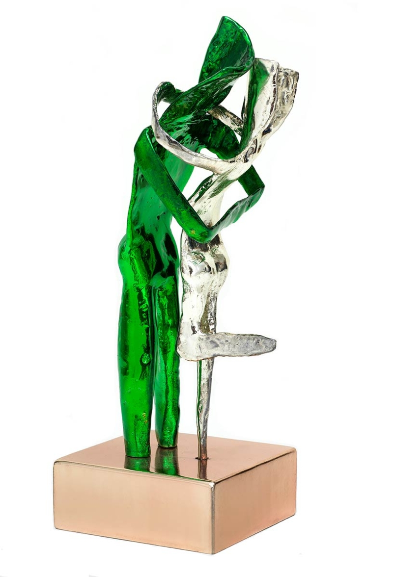 Aesthisis Aesthisis - chrome green mirror maquette-sized sculpture a limited edition bronze by Nikolas