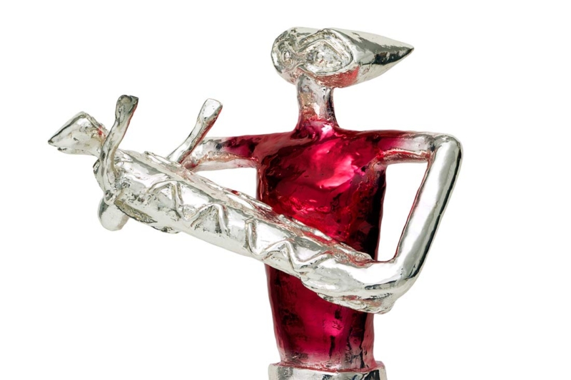 Genesis Genesis a bronze sculpture with chrome red patina in a limited edition by Nikolas