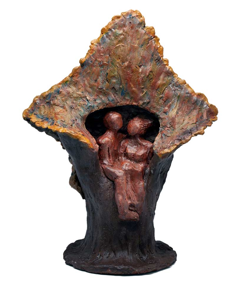 Tree of Life Tree of Life a unique one of a kind clay sculpture 3d on a swivel disc by Ellen Coffey