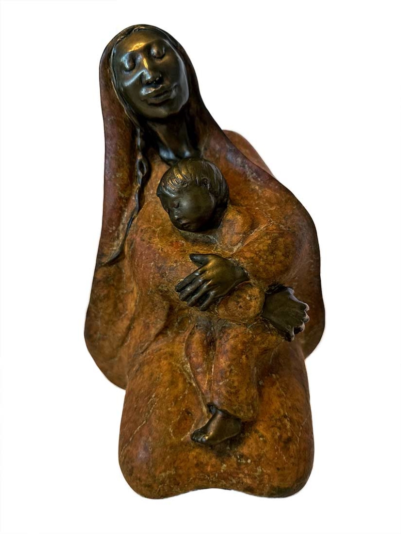 Mother and Child a bronze limited edition sculpture by Sally Kimp