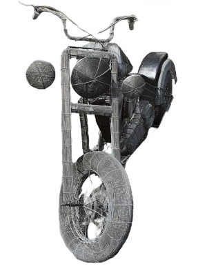 full-size Harley-Davidson Pan Head Chopper, wire sculpture, 100% wire A full-size Harley-Davidson Pan Head Chopper, wire sculpture, 100% wire. No welding, brazing, or soldering. 1:1 scale, life-size. Available now from SculptureCollector.com
