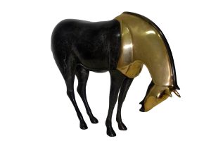 A rarely available bronze sculpture that is recognized and collected worldwide. This sculpture titled "Armored Horse" is yet another meaningful equine sculpture by the noted and collected worldwide sculptor-artist "Loet Vanderveen". Available now on SculptureCollector.com, the premier platform for purchasing or reselling creative sculptures securely and privately.