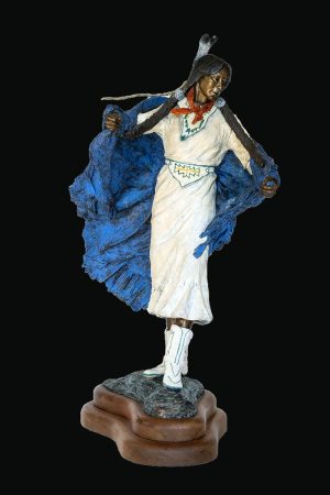 A rarely available sold out limited edition bronze sculpture that is recognized and collected worldwide. This sculpture titled "Fancy Dance" is yet another meaningful Native American sculpture by the noted and collected sculptor-artist "Marie Barbera". Available now on SculptureCollector.com, the premier platform for purchasing or reselling creative sculptures securely and privately.